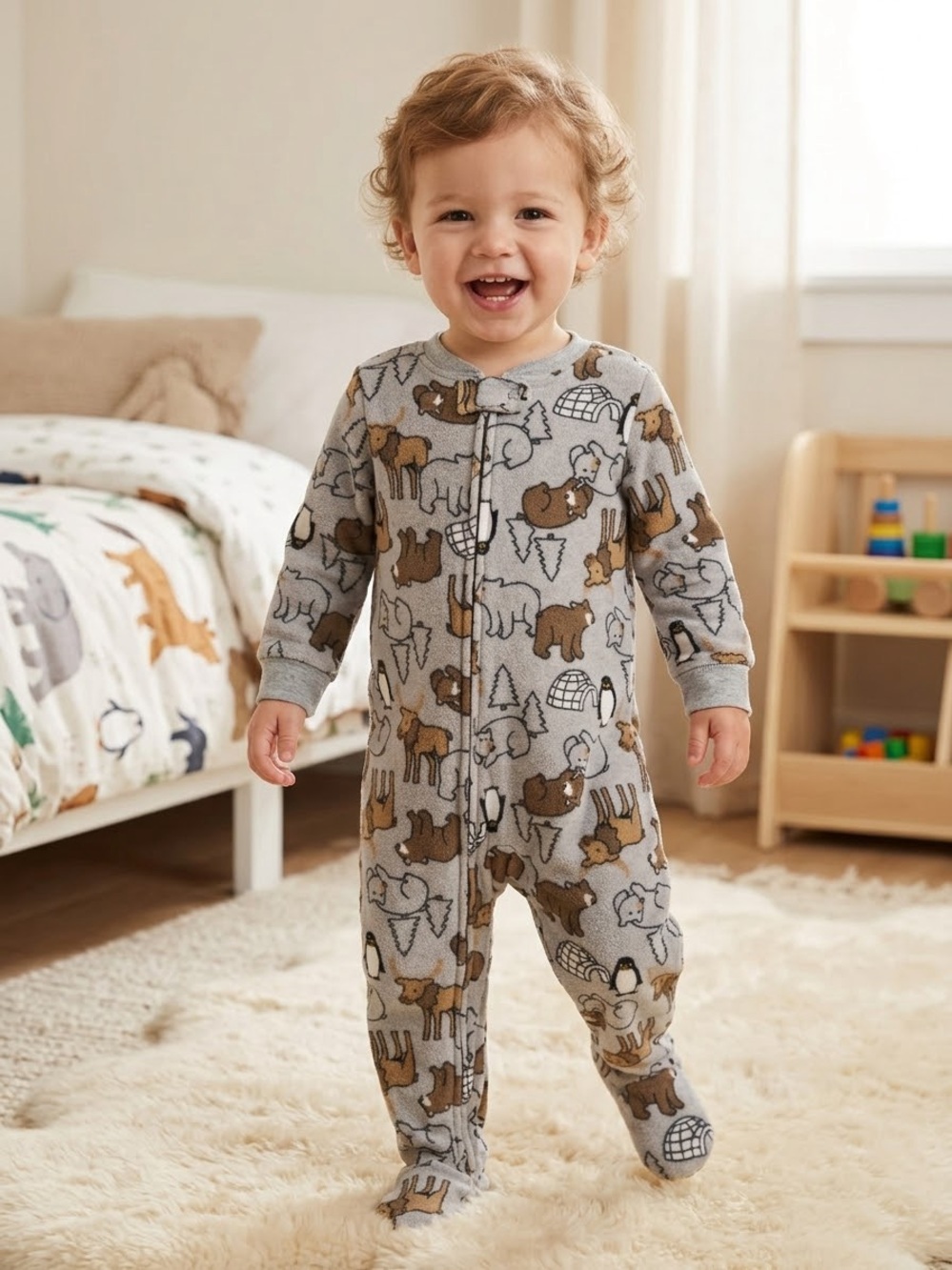 🎉 (18m) Carter’s Winter Wildlife + Igloo Printed Footed Sleeper PJs